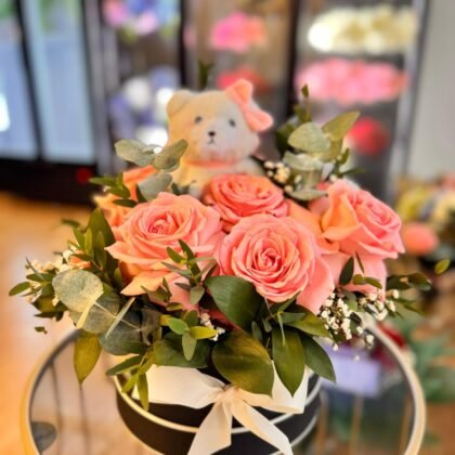 Charming Floral Arrangement With Plush Toy