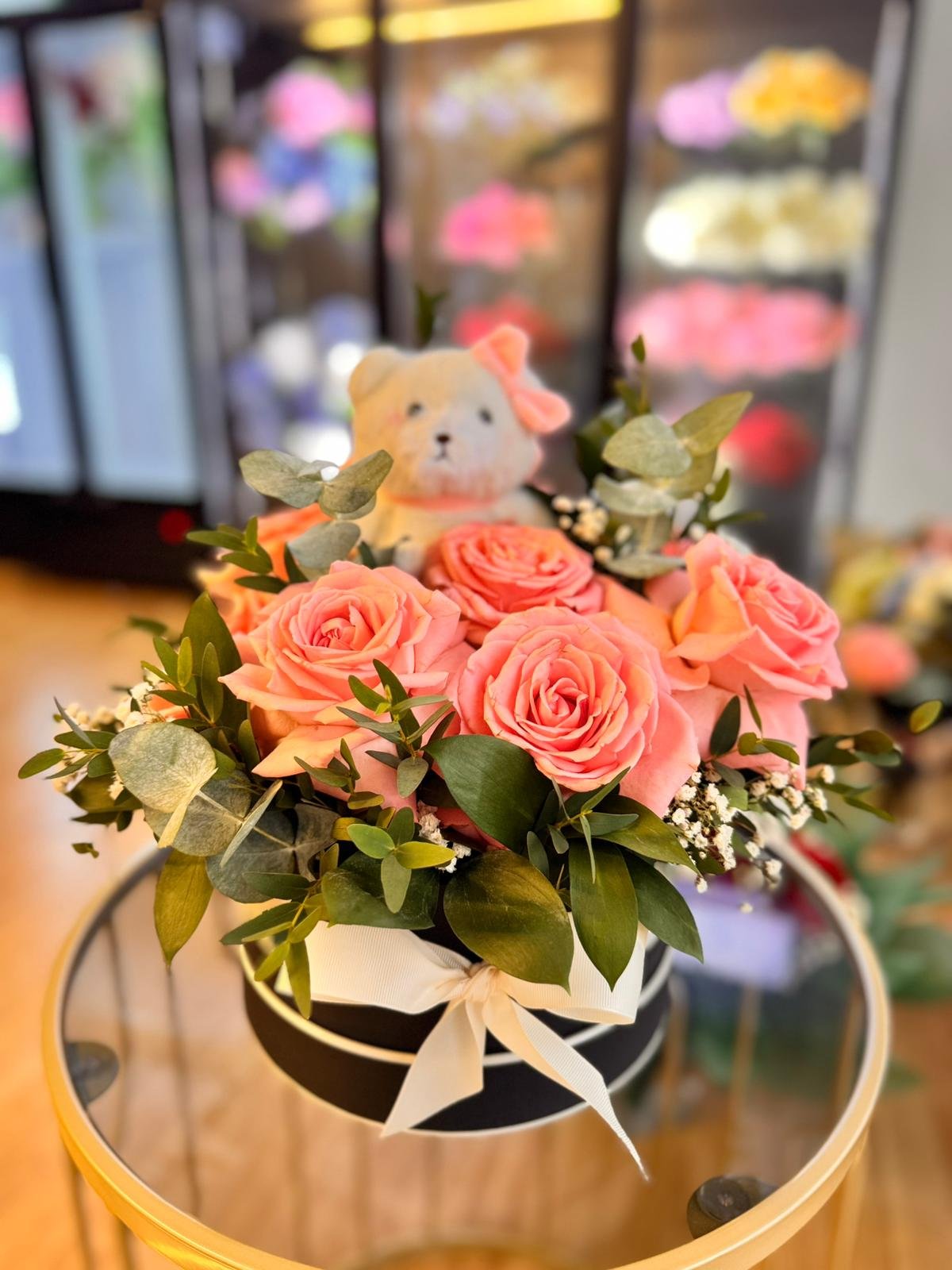 Charming Floral Arrangement With Plush Toy