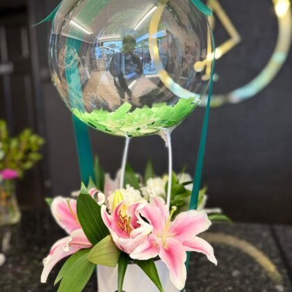 Green Bobo Balloon Flower Arrangement