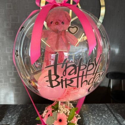Pink Bobo Balloon Flower Arrangement