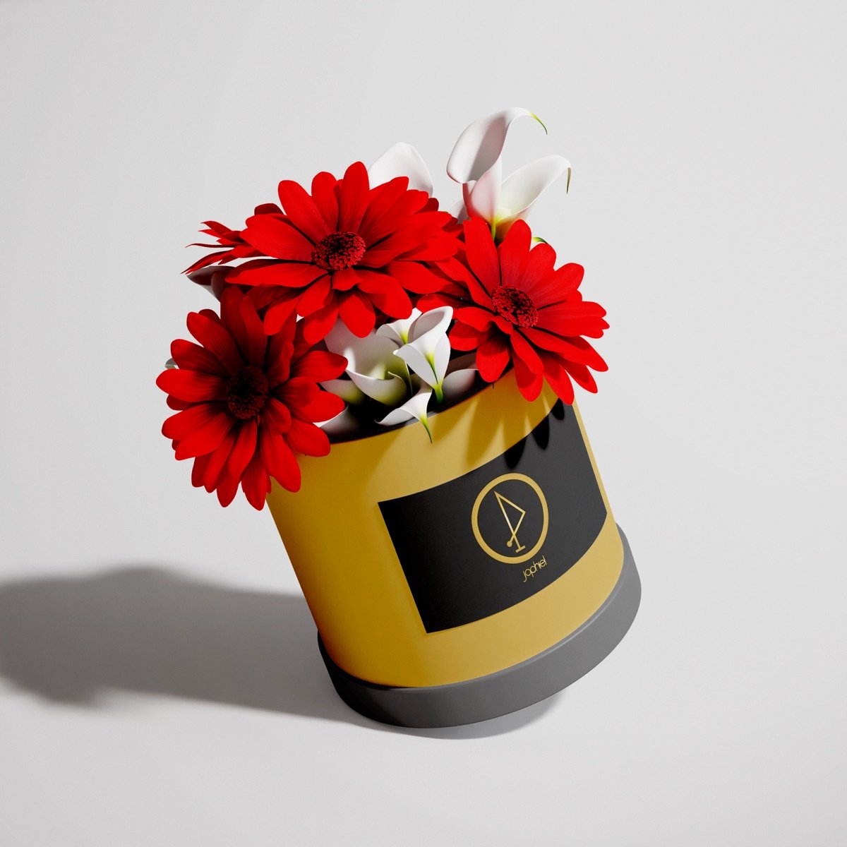 Red gerbera and calla lily flower box by Jophiel Flowers, Colchester